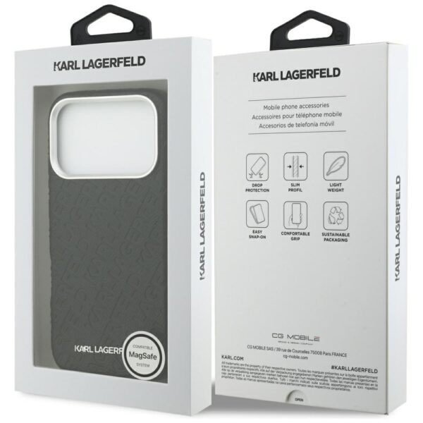 Karl Lagerfeld FW Stamped Karl MagSafe Case for iPhone 17 Pro - Blackeng