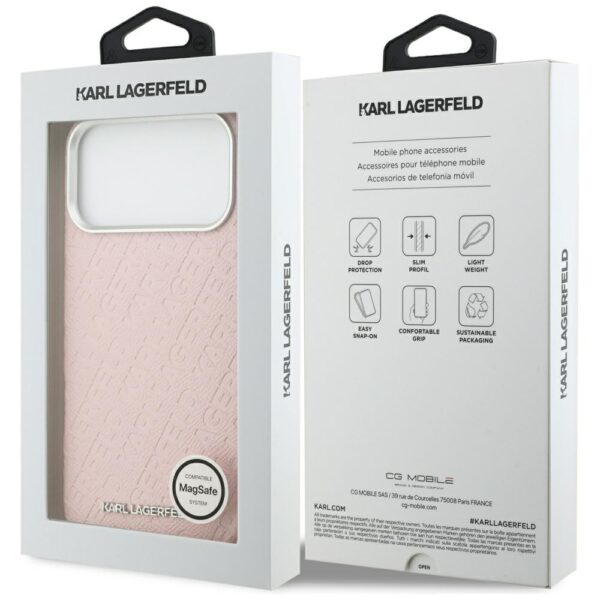 Karl Lagerfeld FW Stamped Karl MagSafe Case for iPhone 17 Pro Max - Pinkeng