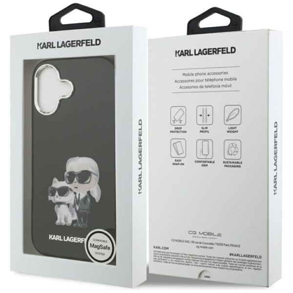 Karl Lagerfeld IML Aquarelle Karl & Choupette & Logo MagSafe Case for iPhone 17 - Blackeng