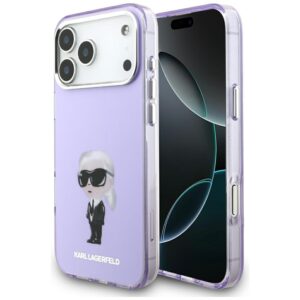 Karl Lagerfeld IML Aquarelle Karl & Choupette & Logo MagSafe Case for iPhone 17 Pro Max - Purpleeng