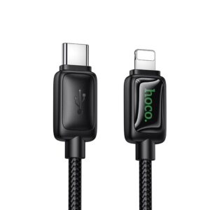 Cable with LCD USB C to USB C Hoco 3A 60W 1,2 m U146 black