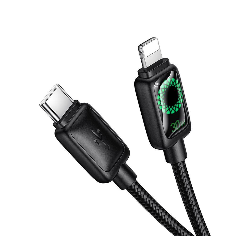 Cable with LCD USB C to USB C Hoco 3A 60W 1,2 m U146 black