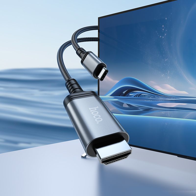 Screen mirroring cable USB C to HDMI Hoco 4K 30Hz 1,8 m UA43 metal gray