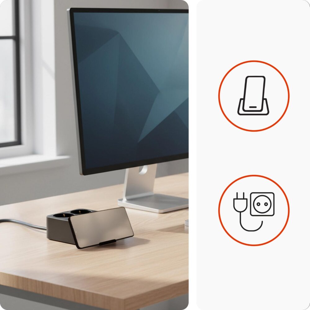 Huslog Power strip with phone holder HUS1055