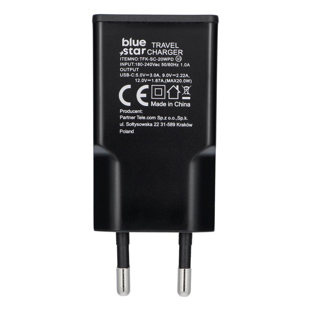 5993993e189691335bfaae8fbc91a9ad Travel charger Blue Star Slim GaN 1x Type C PD QC4.0 3A 20W black