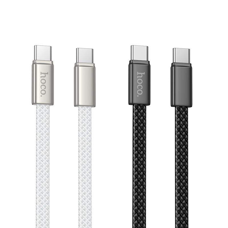 6e18fb07749f66294d05836066488473 Flat Cable USB C to USB C Hoco 3A 60W 1 m X125 black