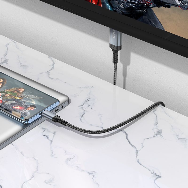 Screen mirroring cable USB C to HDMI Hoco 4K 30Hz 1,8 m UA43 metal gray