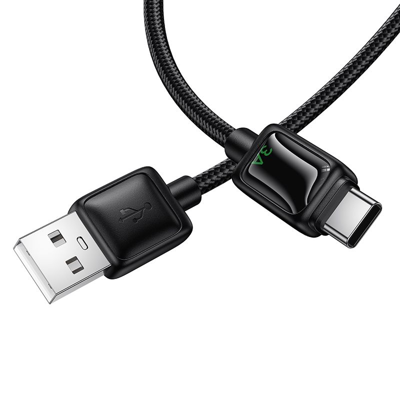 Cable with LCD USB A to USB C Hoco 3A 1,2 m U146 black