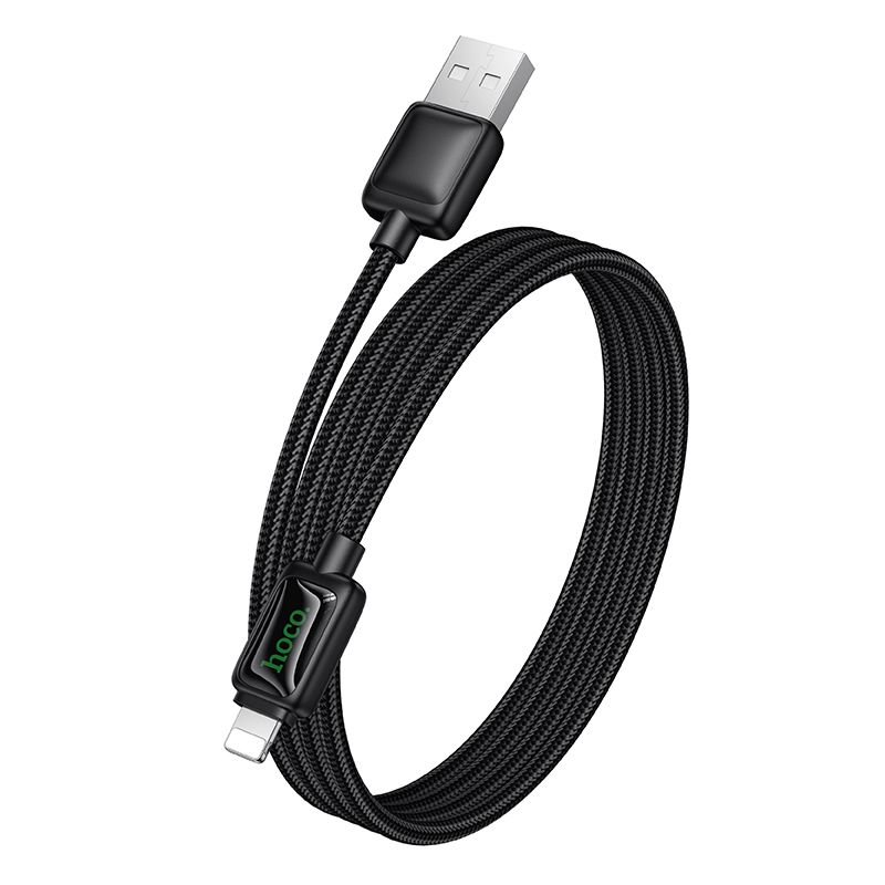 Cable with LCD USB A to Lightning Hoco 2,4A 1,2 m U146 black