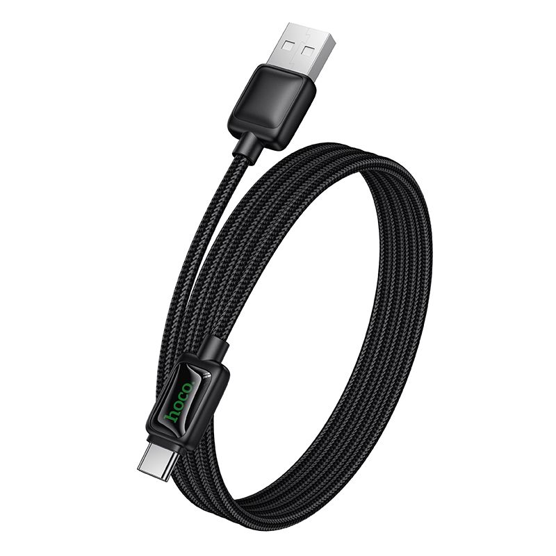 Cable with LCD USB A to USB C Hoco 3A 1,2 m U146 black