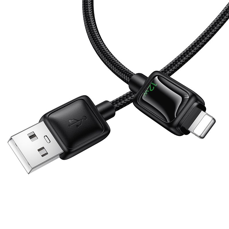 Cable with LCD USB A to Lightning Hoco 2,4A 1,2 m U146 black