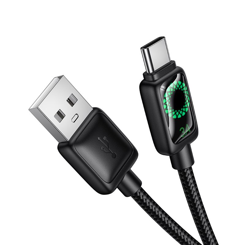 Cable with LCD USB A to USB C Hoco 3A 1,2 m U146 black
