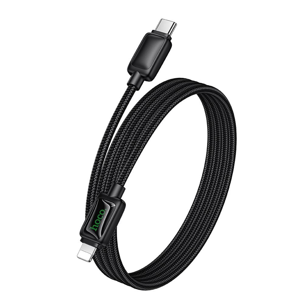 Cable with LCD USB C to USB C Hoco 3A 60W 1,2 m U146 black