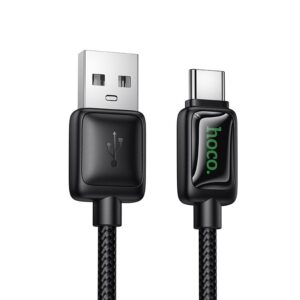 Cable with LCD USB A to USB C Hoco 3A 1,2 m U146 black