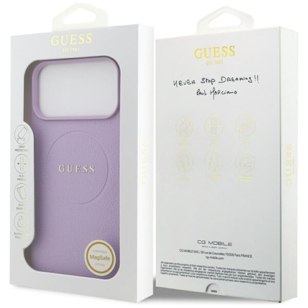 Guess Grained Ring MagSafe case for iPhone 17 Pro Max - purpleeng
