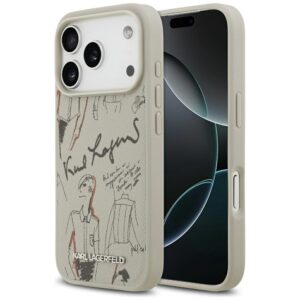 Karl Lagerfeld Grained Pattern & Logo MagSafe Case for iPhone 17 Pro - Grayeng