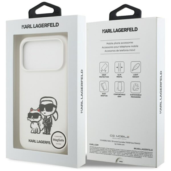 Karl Lagerfeld Silicone K&C Sketch & Logo MagSafe Case for iPhone 17 Pro - Whiteeng