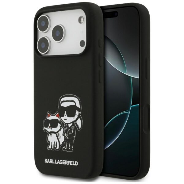 Karl Lagerfeld Silicone K&C Sketch & Logo MagSafe Case for iPhone 17 Pro - Blackeng