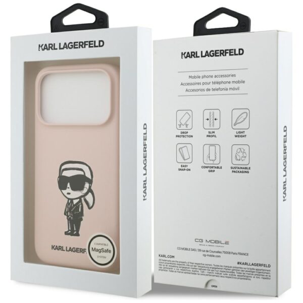199957_8 Karl Lagerfeld Silicone Karl Sketch & Logo MagSafe Case for iPhone 17 Pro Max - Pinkeng
