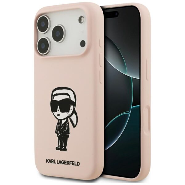 Karl Lagerfeld Silicone Karl Sketch & Logo MagSafe Case for iPhone 17 Pro - Pinkeng