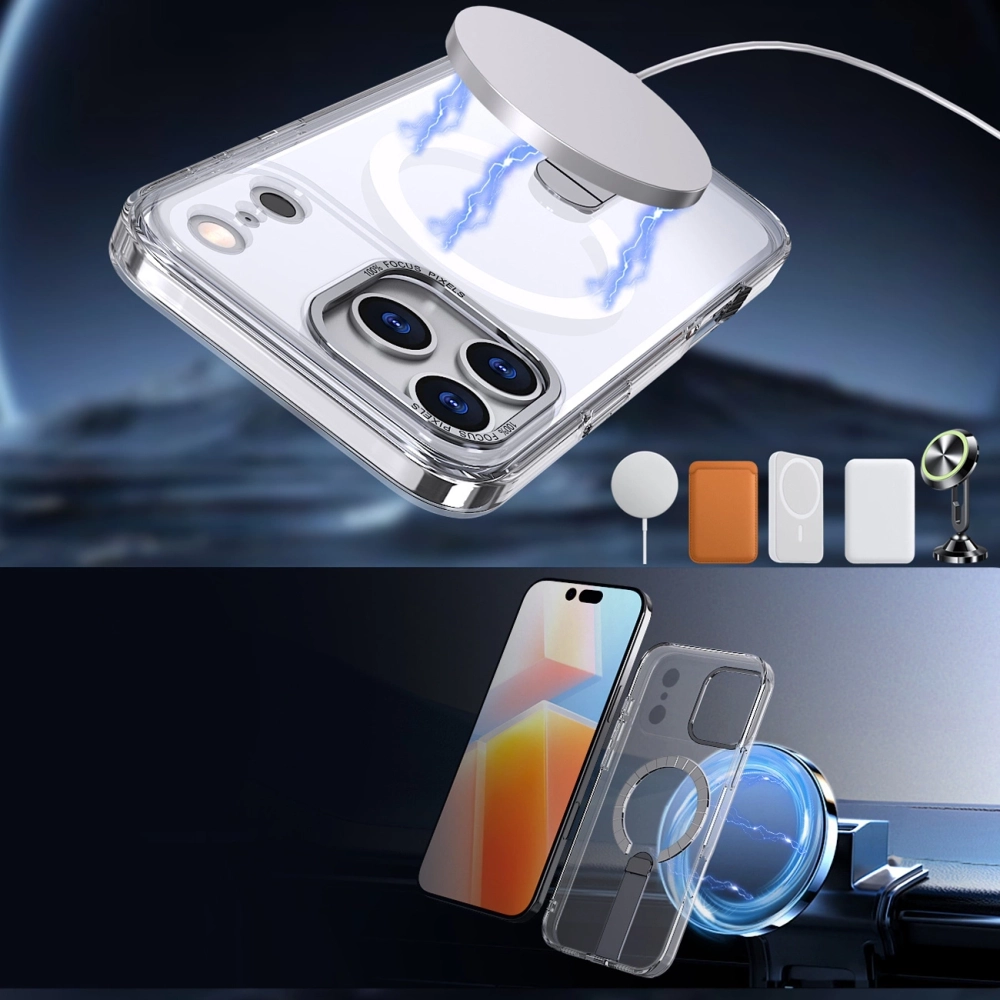 200142_4 Hybrid Armor X Case for Samsung Galaxy S26 Plus with Stand, Compatible with MagSafe - Transparenteng