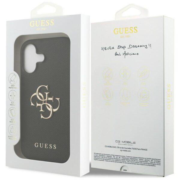 200838_8 Guess Grained Big 4G & Classic Logo case for iPhone 17 - blackeng