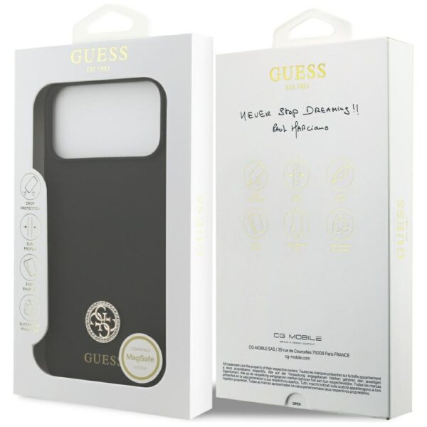 200901_8 Guess Silicone Logo Strass 4G MagSafe Case for iPhone 17 Pro Max - Blackeng