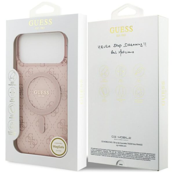 Guess IML 4G Background MagSafe Case for iPhone 17 Pro - Pinkeng