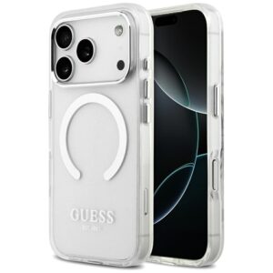 Guess Metal Outline MagSafe case for iPhone 17 Pro - silvereng