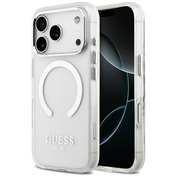 201203_1 Guess Metal Outline MagSafe case for iPhone 17 Pro - silvereng