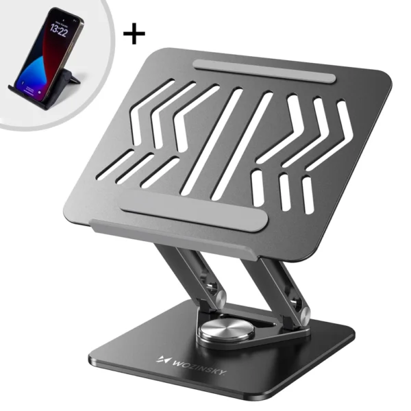 Wozinsky WRS-CPY84SB 360 Aluminum Laptop and Tablet Stand + Free Smartphone Stand - Blackeng