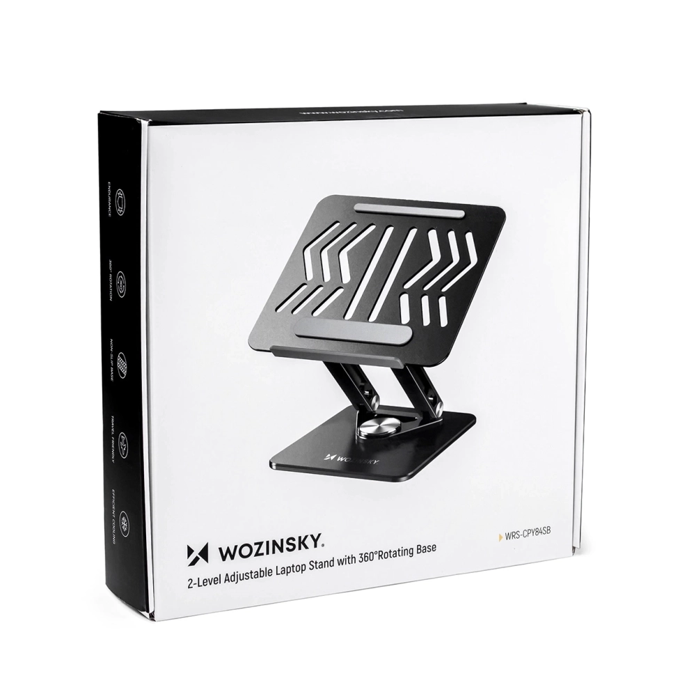 Wozinsky WRS-CPY84SB 360 Aluminum Laptop and Tablet Stand + Free Smartphone Stand - Blackeng