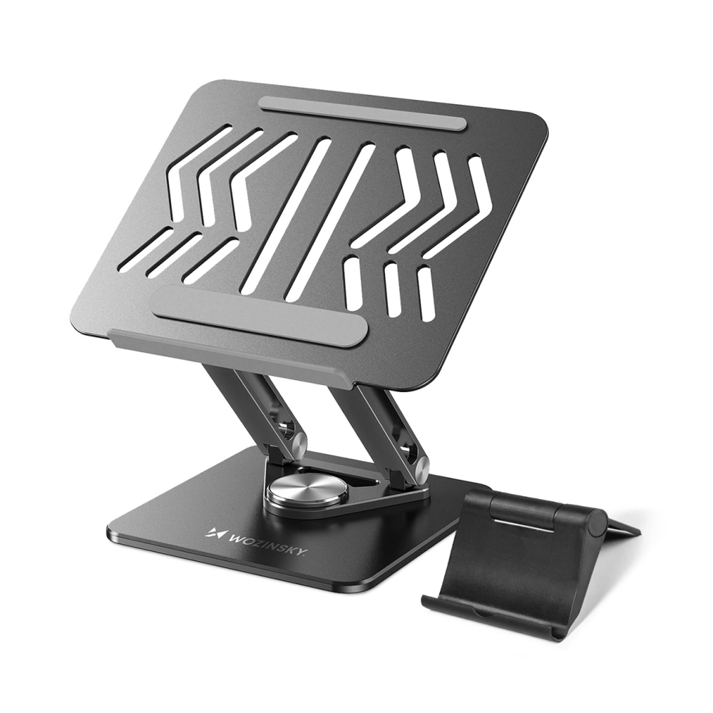 Wozinsky WRS-CPY84SB 360 Aluminum Laptop and Tablet Stand + Free Smartphone Stand - Blackeng