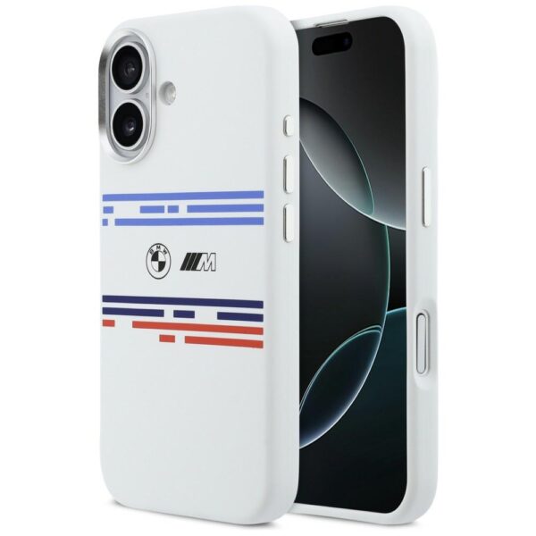 BMW M Silicon Horizontal Line MagSafe Case for iPhone 17 - Whiteeng