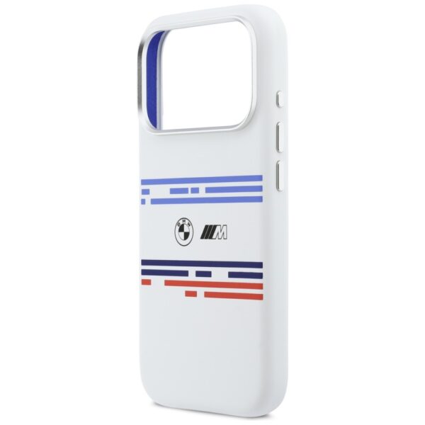 BMW M Silicon Horizontal Line MagSafe Case for iPhone 17 Pro - Whiteeng