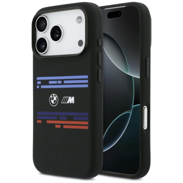 BMW M Silicon Horizontal Line MagSafe Case for iPhone 17 Pro - Blackeng