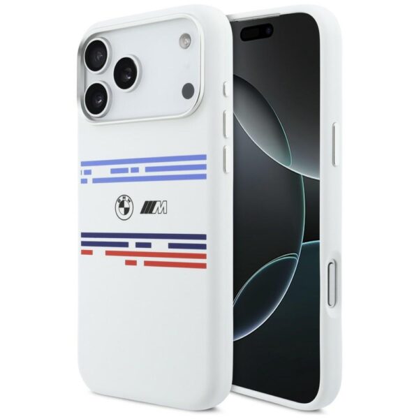 BMW M Silicon Horizontal Line MagSafe Case for iPhone 17 Pro Max - Whiteeng