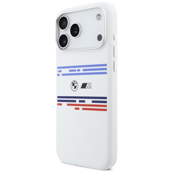 BMW M Silicon Horizontal Line MagSafe Case for iPhone 17 Pro Max - Whiteeng