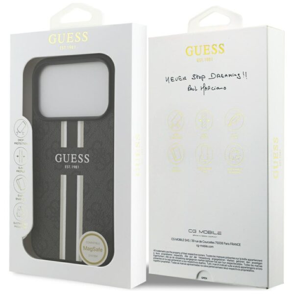 Guess 4G Printed Stripes MagSafe case for iPhone 17 Pro - blackeng