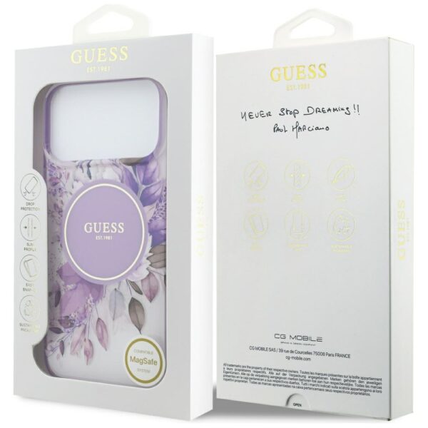 Guess IML Flower & Tonal Circle MagSafe case for iPhone 17 Pro Max - purpleeng