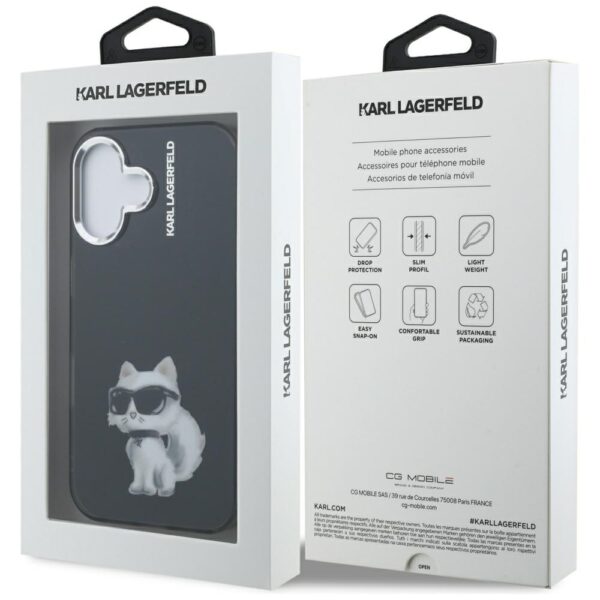 Karl Lagerfeld IML Aquarelle Choupette & Logo iPhone 16 Case - Blackeng