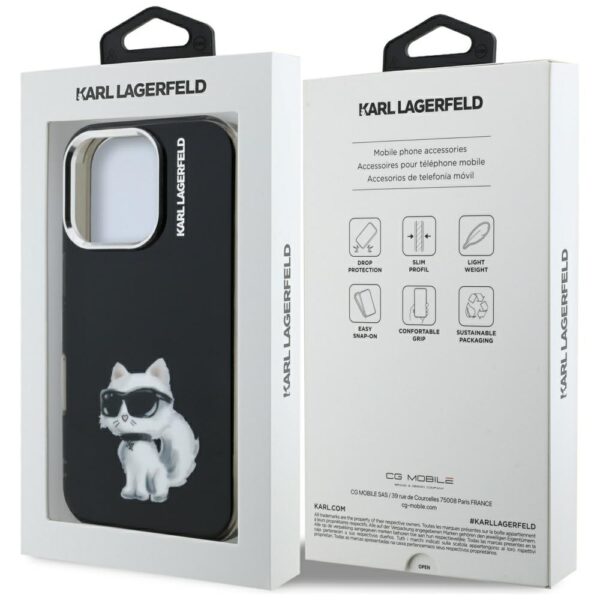 Karl Lagerfeld IML Aquarelle Choupette & Logo iPhone 16 Pro Case - Blackeng