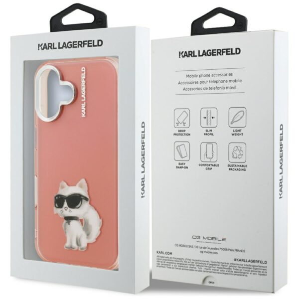 205510_8 Karl Lagerfeld IML Aquarelle Choupette & Logo iPhone 16 Case - Pinkeng