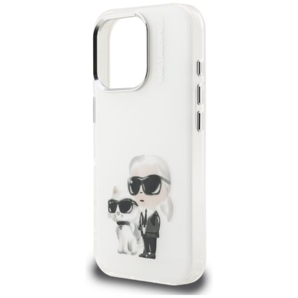 Karl Lagerfeld IML Aquarelle Karl & Choupette & Logo iPhone 16 Pro Case - Whiteeng