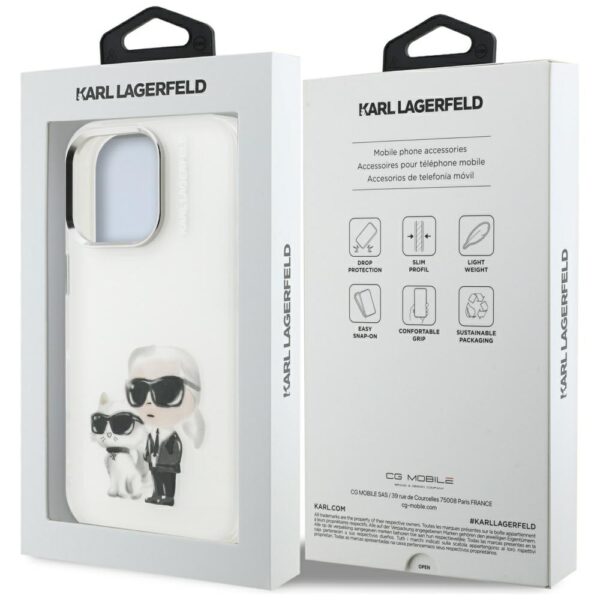 Karl Lagerfeld IML Aquarelle Karl & Choupette & Logo iPhone 16 Pro Case - Whiteeng