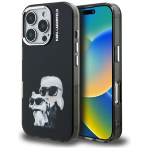 Karl Lagerfeld IML Aquarelle Karl & Choupette & Logo iPhone 16 Pro Case Blackeng