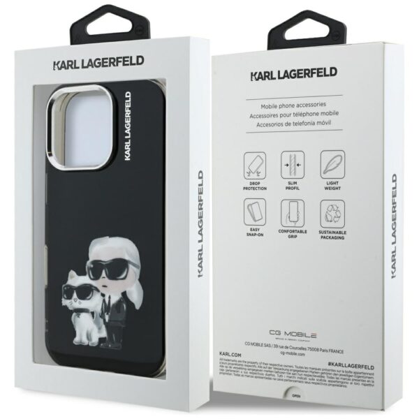 Karl Lagerfeld IML Aquarelle Karl & Choupette & Logo Case for iPhone 16 Pro Max - Blackeng