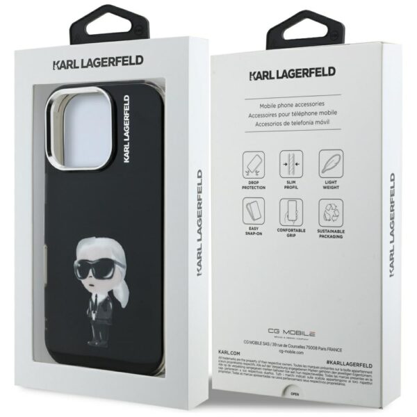 Karl Lagerfeld IML Aquarelle Karl & Logo MagSafe Case for iPhone 16 Pro - Blackeng