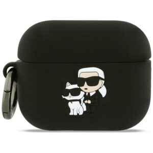 Karl Lagerfeld Silicone Karl & Chaupette Head 3D Case for AirPods Pro 3 - Blackeng