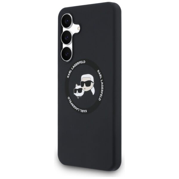 205528_2 Karl Lagerfeld Silicone Karl & Choupette Heads MagSafe Case for Samsung Galaxy S25 FE - Blackeng
